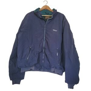 Vtg Eddie Bauer Bomber Jacket Men XL Tall Navy Gorpcore Fleece Lined Embroidered